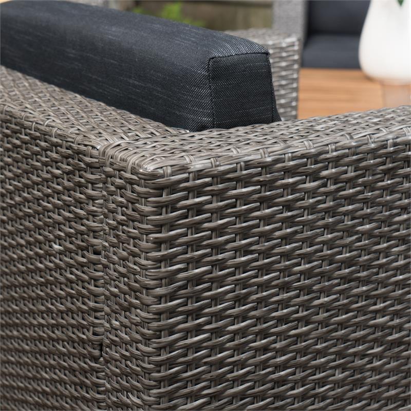 Afuera Living Outdoor 4 Pc Mixed Black Club Chair Set w/ Firepit