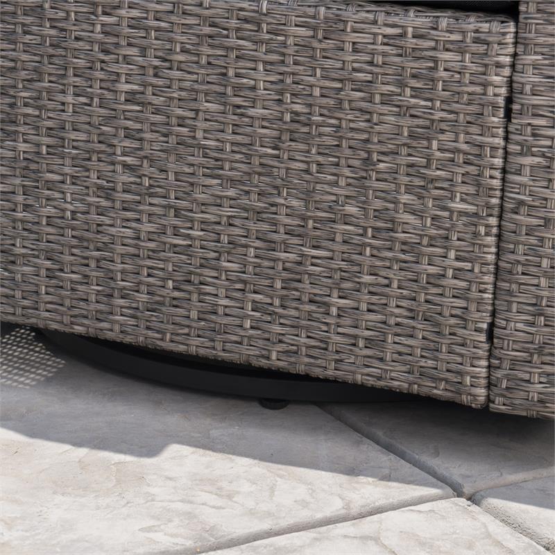 Afuera Living Outdoor 4 Pc Mixed Black Club Chair Set w/ Firepit