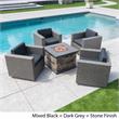 Afuera Living Outdoor 4 Pc Mixed Black Club Chair Set w/ Firepit