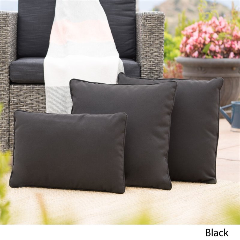 Afuera Living Outdoor Water Resistant Pillow in Black (Set of 3)