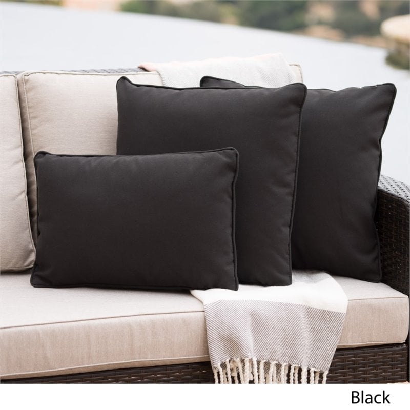 Afuera Living Outdoor Water Resistant Pillow in Black (Set of 3)