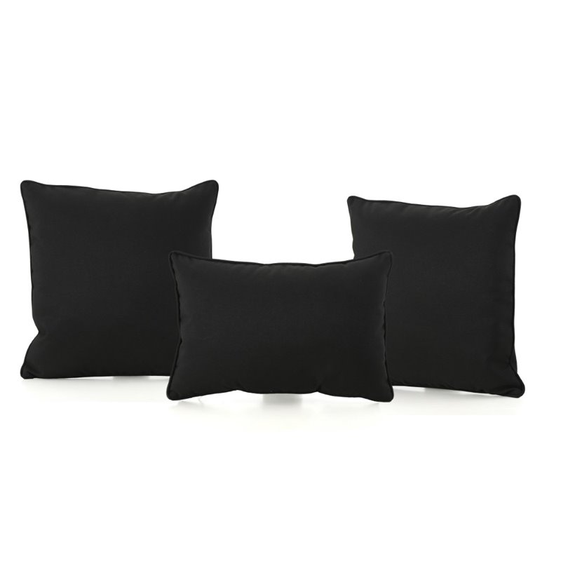 Afuera Living Outdoor Water Resistant Pillow in Black (Set of 3)