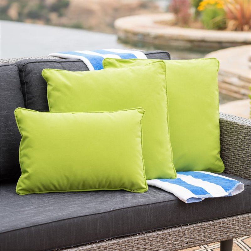 Afuera Living Outdoor Water Resistant Pillow in Green (Set of 3)