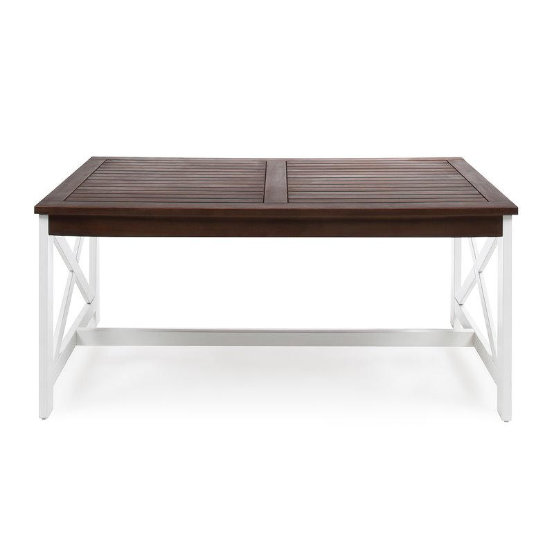 Afuera Living Contemporary Outdoor Acacia Wood Coffee Table in Brown/White