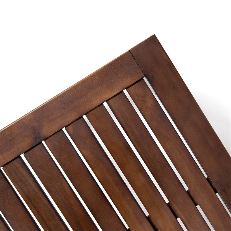 Afuera Living Contemporary Outdoor Acacia Wood Coffee Table in Brown/White