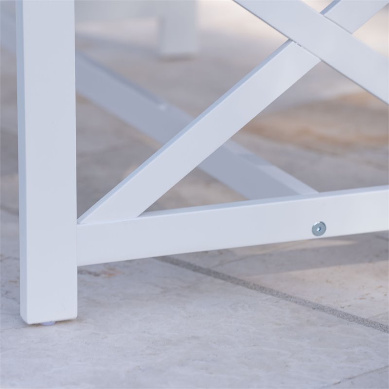 Afuera Living Contemporary Outdoor Acacia Wood Coffee Table in Brown/White