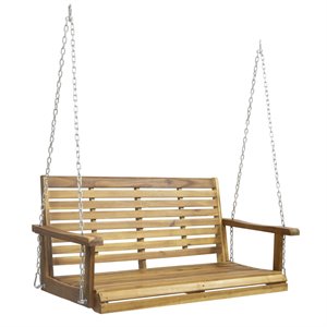 afuera living modern / contemporary outdoor acacia wood porch swing in teak