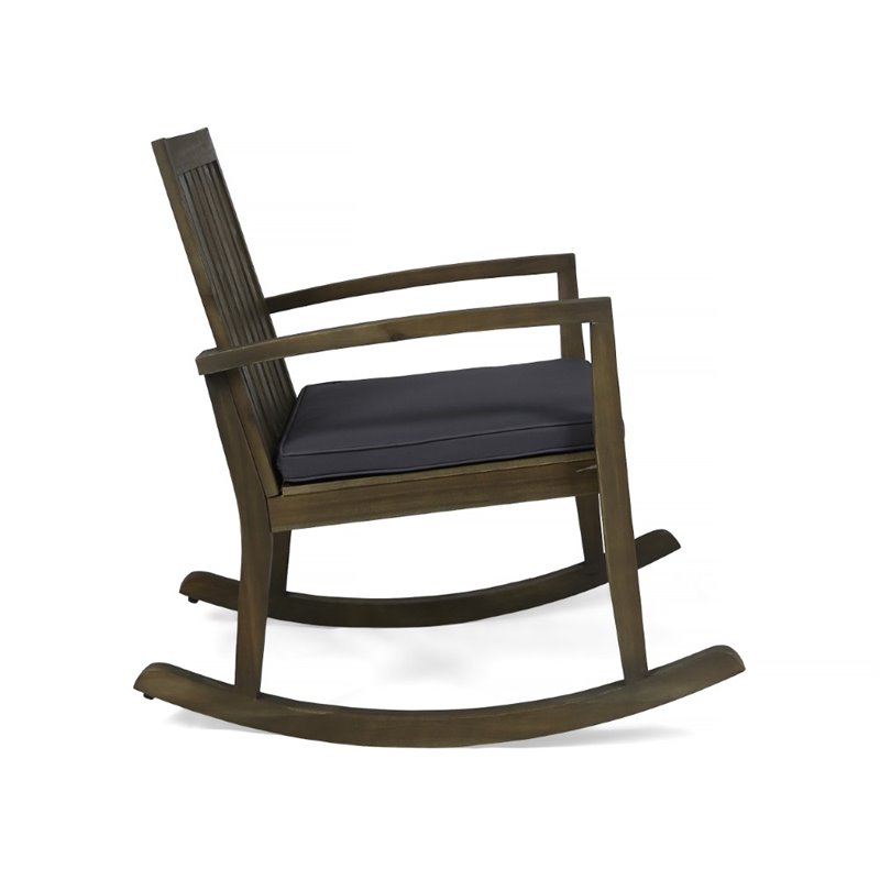Afuera Living Modern / Contemporary Outdoor Acacia Wood Rocking Chair in Gray