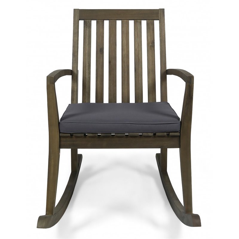 Afuera Living Modern / Contemporary Outdoor Acacia Wood Rocking Chair in Gray