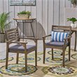 Afuera Living Outdoor Acacia Wood Dining Chair in Dark Gray (Set of 2)