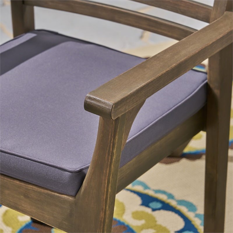 Afuera Living Outdoor Acacia Wood Dining Chair in Dark Gray (Set of 2)