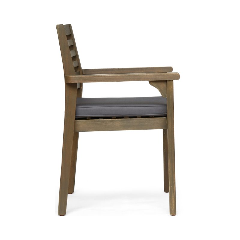 Afuera Living Outdoor Acacia Wood Dining Chair in Dark Gray (Set of 2)