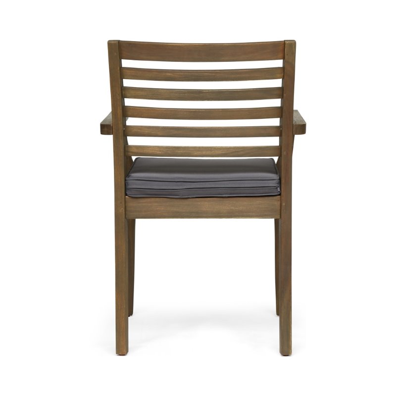 Afuera Living Outdoor Acacia Wood Dining Chair in Dark Gray (Set of 2)