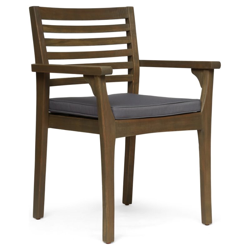 Afuera Living Outdoor Acacia Wood Dining Chair in Dark Gray (Set of 2)