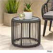 Afuera Living Outdoor Tempered Glass Top Wicker Side Table in Gray