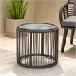 Afuera Living Outdoor Tempered Glass Top Wicker Side Table in Gray