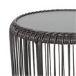 Afuera Living Outdoor Tempered Glass Top Wicker Side Table in Gray