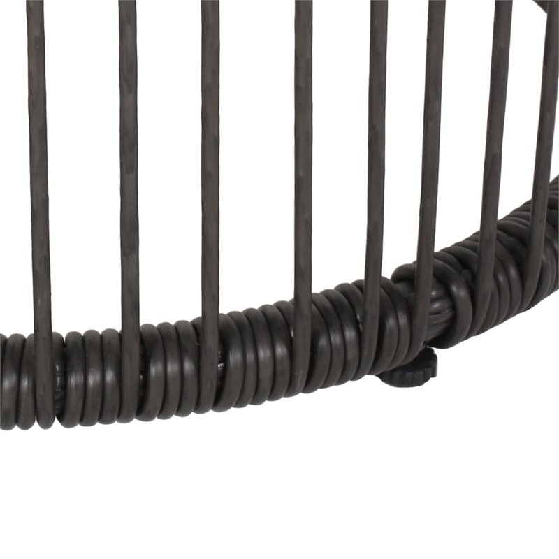 Afuera Living Outdoor Tempered Glass Top Wicker Side Table in Gray