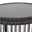 Afuera Living Outdoor Tempered Glass Top Wicker Side Table in Gray