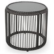 Afuera Living Outdoor Tempered Glass Top Wicker Side Table in Gray