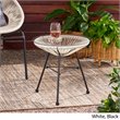 Afuera Living Outdoor Tempered Glass Top Faux Rattan Side Table in White
