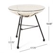 Afuera Living Outdoor Tempered Glass Top Faux Rattan Side Table in White