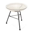 Afuera Living Outdoor Tempered Glass Top Faux Rattan Side Table in White