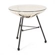 Afuera Living Outdoor Tempered Glass Top Faux Rattan Side Table in White