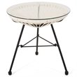 Afuera Living Outdoor Tempered Glass Top Faux Rattan Side Table in White
