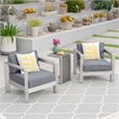 Afuera Living 3 Piece Outdoor Wicker Top Conversation Set in Silver