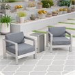 Afuera Living 3 Piece Outdoor Wicker Top Conversation Set in Silver