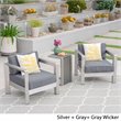 Afuera Living 3 Piece Outdoor Wicker Top Conversation Set in Silver
