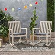 Afuera Living Outdoor Acacia Wood Rocking Chair in Light Gray (Set of 2)
