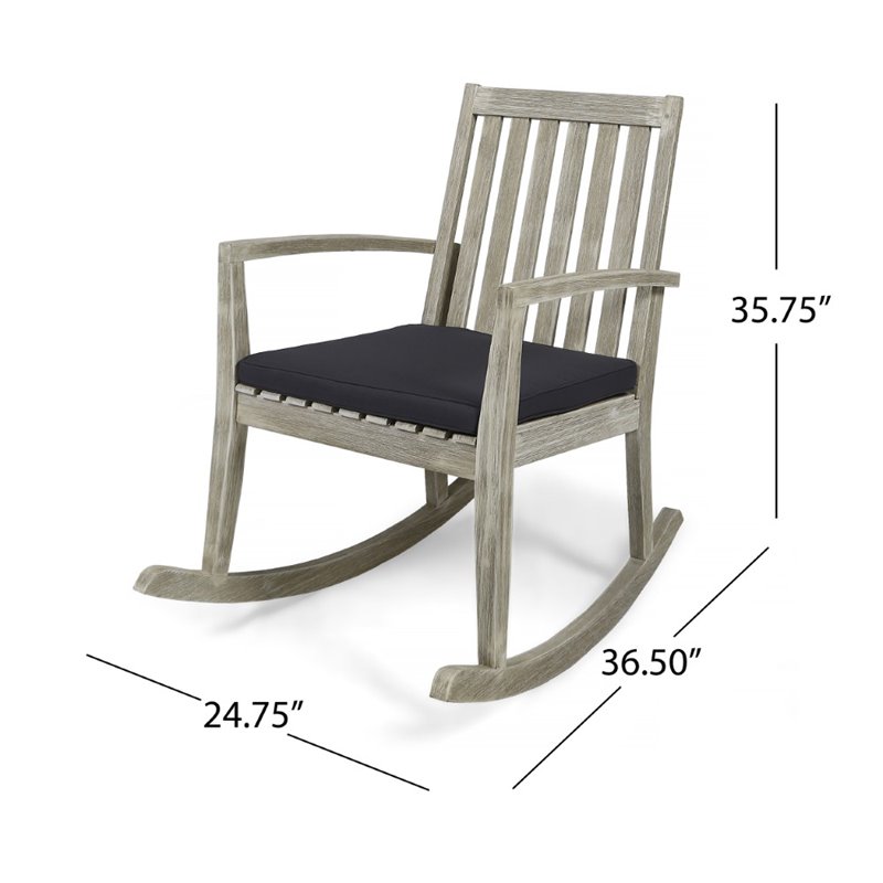 Afuera Living Outdoor Acacia Wood Rocking Chair in Light Gray (Set of 2)