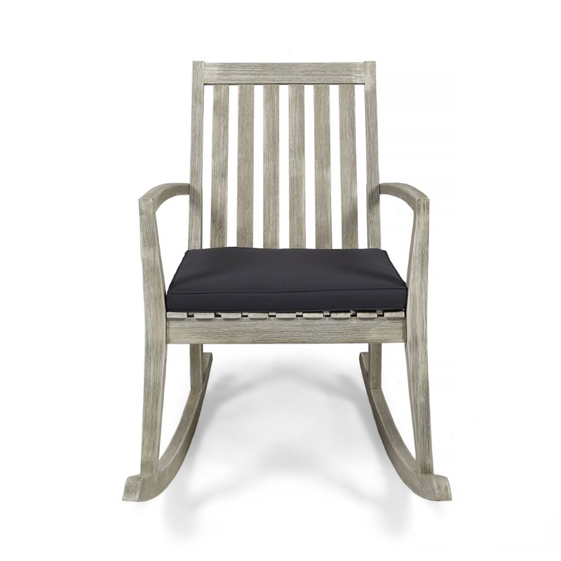 Afuera Living Outdoor Acacia Wood Rocking Chair in Light Gray (Set of 2)