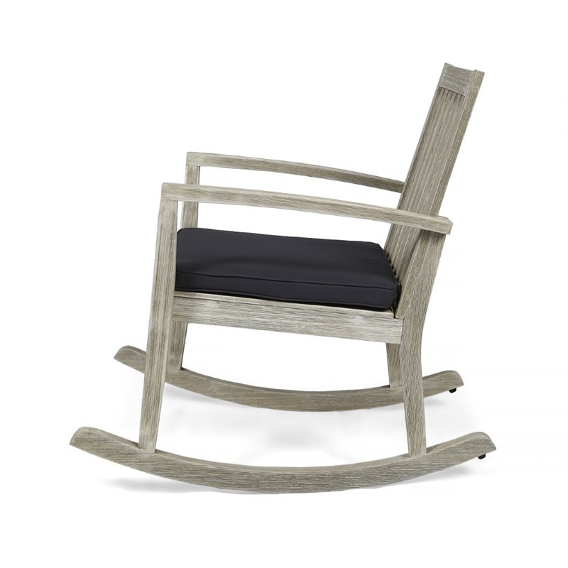 Afuera Living Outdoor Acacia Wood Rocking Chair in Light Gray (Set of 2)