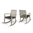 Afuera Living Outdoor Acacia Wood Rocking Chair in Light Gray (Set of 2)