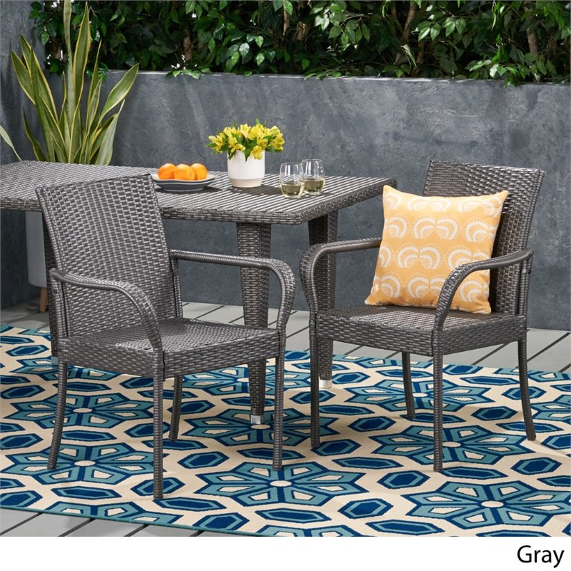 Afuera Living Outdoor Wicker Dining Chair in Gray (Set of 2)