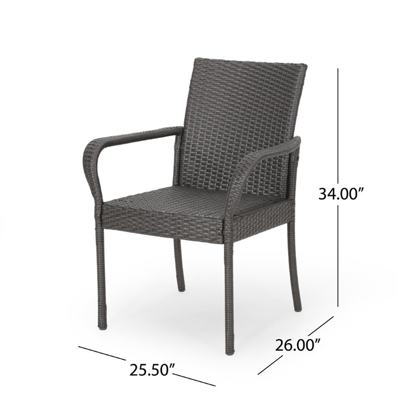Afuera Living Outdoor Wicker Dining Chair in Gray (Set of 2)