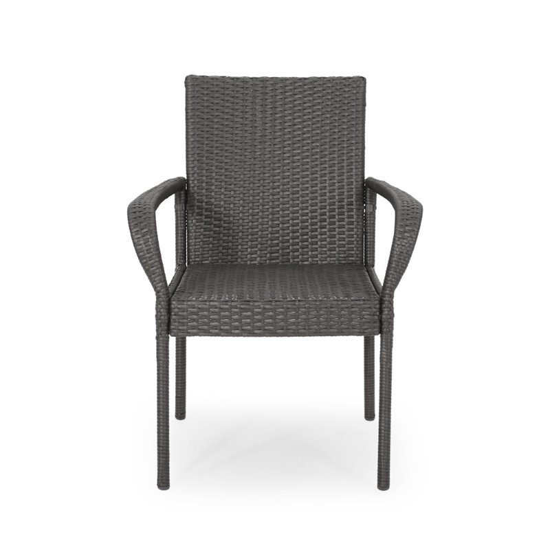 Afuera Living Outdoor Wicker Dining Chair in Gray (Set of 2)