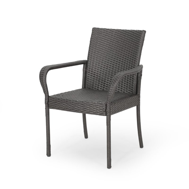 Afuera Living Outdoor Wicker Dining Chair in Gray (Set of 2)