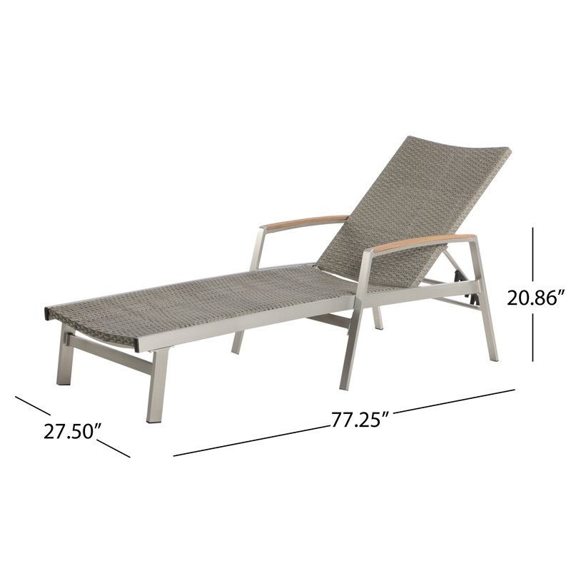 Afuera Living Outdoor Wicker and Aluminum Chaise Lounge Gray
