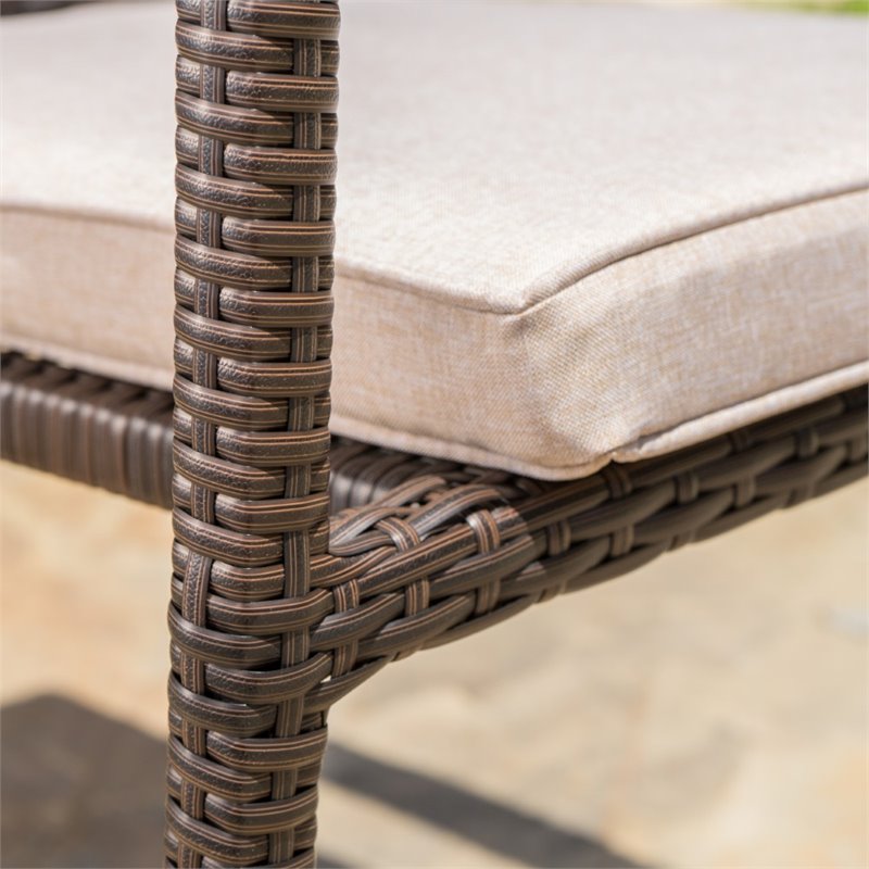 Afuera Living 5 Piece Outdoor Wicker Dining Set in Multibrown
