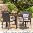 Afuera Living 5 Piece Outdoor Wicker Dining Set in Multibrown