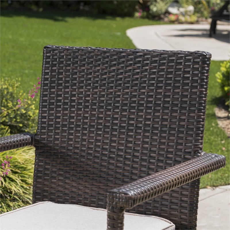 Afuera Living 5 Piece Outdoor Wicker Dining Set in Multibrown