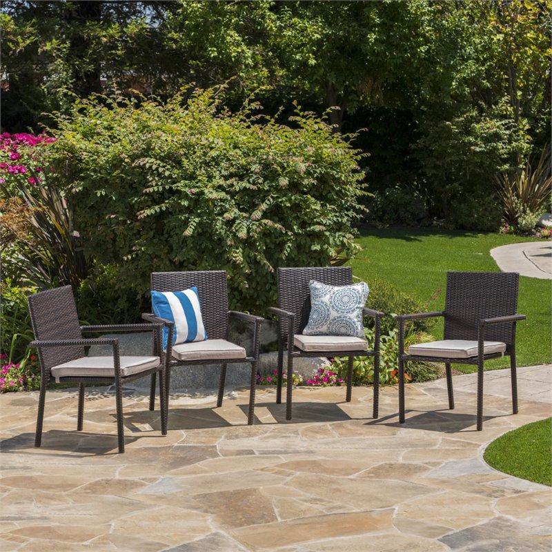 Afuera Living 5 Piece Outdoor Wicker Dining Set in Multibrown