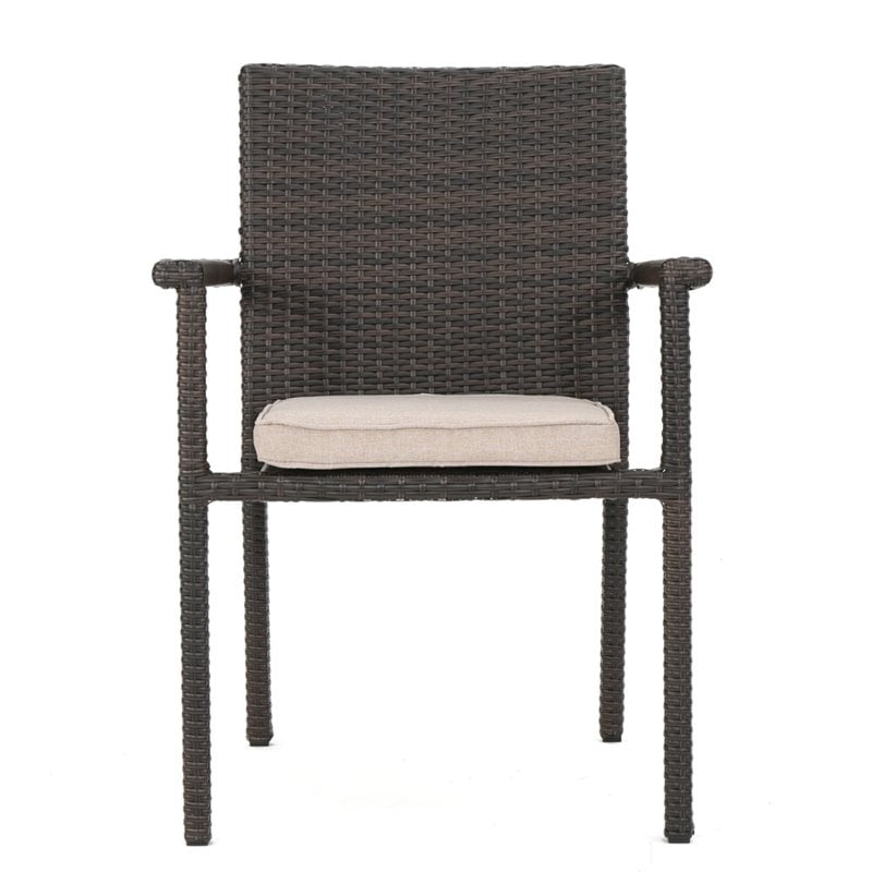 Afuera Living 5 Piece Outdoor Wicker Dining Set in Multibrown