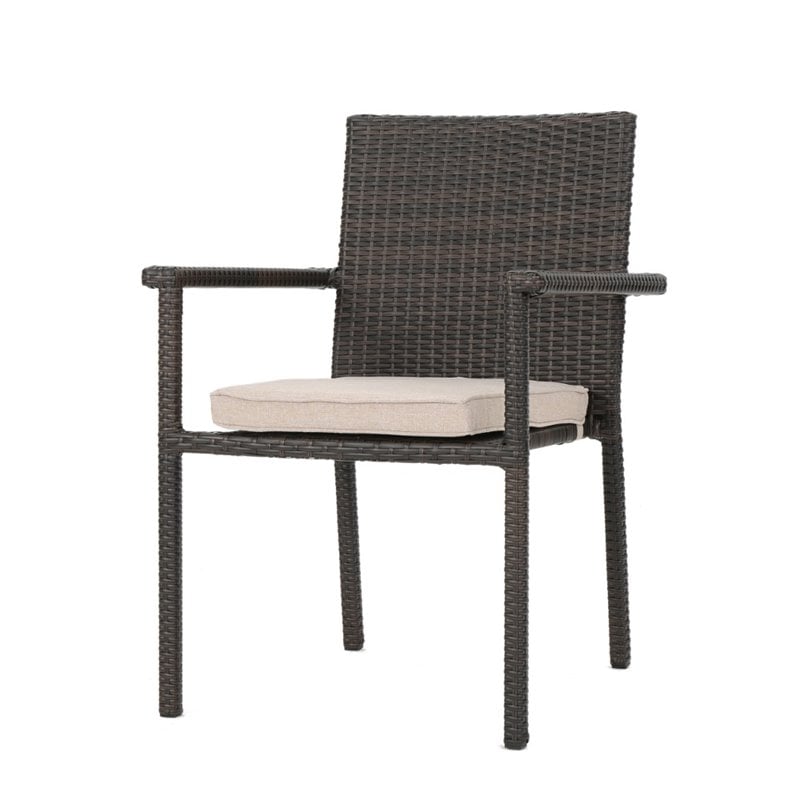 Afuera Living 5 Piece Outdoor Wicker Dining Set in Multibrown