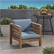 Afuera Living Outdoor Acacia Wood Club Chair in Teak and Blue