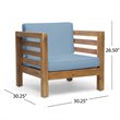 Afuera Living Outdoor Acacia Wood Club Chair in Teak and Blue
